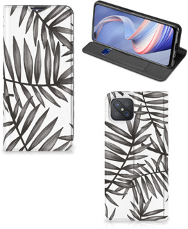 B2Ctelecom Stand Case OPPO Reno4 Z 5G Hoesje met Tekst Leaves Grey