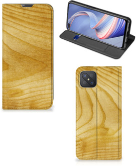 B2Ctelecom Stand Case OPPO Reno4 Z 5G Smart Cover Licht Hout