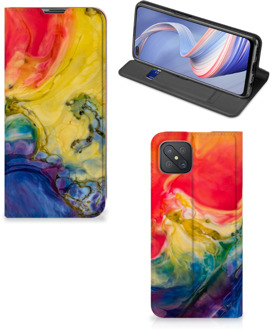 B2Ctelecom Stand Case OPPO Reno4 Z 5G Smart Cover Watercolor Dark