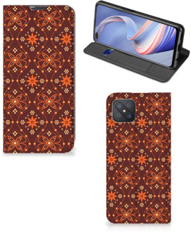 B2Ctelecom Stand Case OPPO Reno4 Z 5G Telefoonhoesje Batik Brown