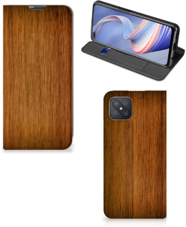 B2Ctelecom Stand Case OPPO Reno4 Z 5G Telefoonhoesje Donker Hout