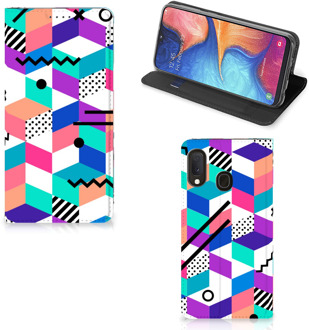 B2Ctelecom Stand Case Samsung Galaxy A20e Kleurrijk Blokken