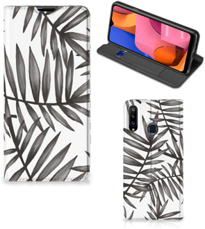 B2Ctelecom Stand Case Samsung Galaxy A20s Hoesje met Tekst Leaves Grey