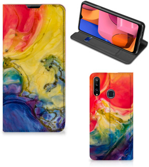 B2Ctelecom Stand Case Samsung Galaxy A20s Smart Cover Watercolor Dark