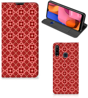 B2Ctelecom Stand Case Samsung Galaxy A20s Smartphone Hoesje Batik Red