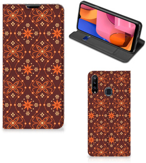 B2Ctelecom Stand Case Samsung Galaxy A20s Telefoonhoesje Batik Brown