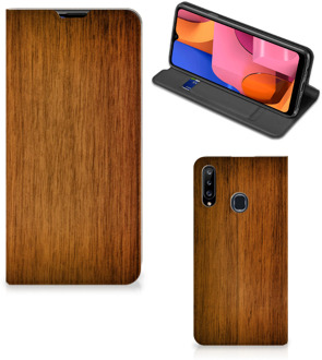 B2Ctelecom Stand Case Samsung Galaxy A20s Telefoonhoesje Donker Hout