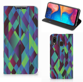 B2Ctelecom Stand Case Samsung Galaxy A30 Abstract Green Blue