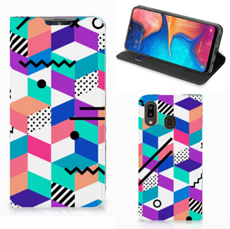 B2Ctelecom Stand Case Samsung Galaxy A30 Kleurrijk Blokken