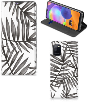 B2Ctelecom Stand Case Samsung Galaxy A31 Hoesje met Tekst Leaves Grey