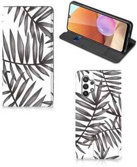 B2Ctelecom Stand Case Samsung Galaxy A32 4G Hoesje met Tekst Leaves Grey