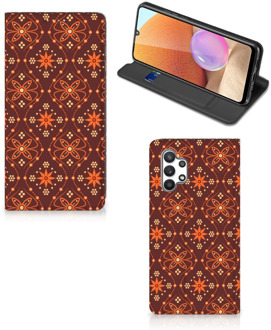 B2Ctelecom Stand Case Samsung Galaxy A32 4G Telefoonhoesje Batik Brown