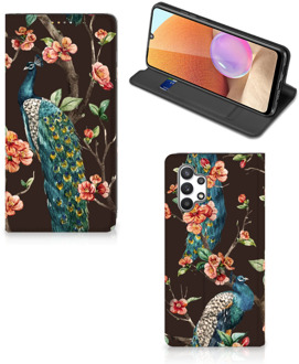 B2Ctelecom Stand Case Samsung Galaxy A32 4G Telefoonhoesje Pauw met Bloemen