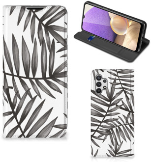 B2Ctelecom Stand Case Samsung Galaxy A32 5G Hoesje met Tekst Leaves Grey