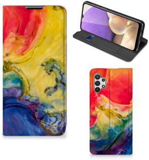 B2Ctelecom Stand Case Samsung Galaxy A32 5G Smart Cover Watercolor Dark