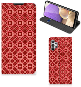 B2Ctelecom Stand Case Samsung Galaxy A32 5G Smartphone Hoesje Batik Red