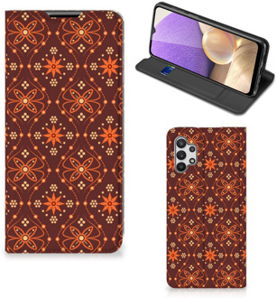 B2Ctelecom Stand Case Samsung Galaxy A32 5G Telefoonhoesje Batik Brown