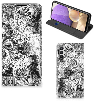 B2Ctelecom Stand Case Samsung Galaxy A32 5G Telefoonhoesje Skulls Angel