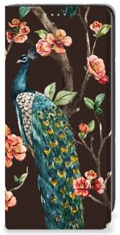 B2Ctelecom Stand Case Samsung Galaxy A41 Telefoonhoesje Pauw met Bloemen