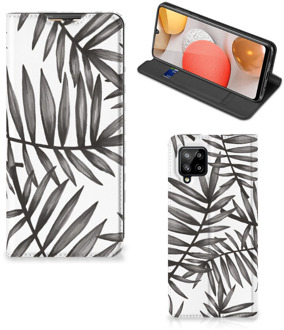 B2Ctelecom Stand Case Samsung Galaxy A42 Hoesje met Tekst Leaves Grey