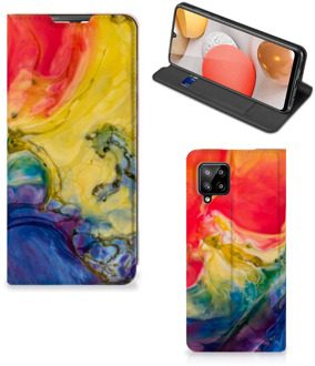 B2Ctelecom Stand Case Samsung Galaxy A42 Smart Cover Watercolor Dark