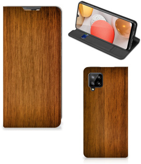 B2Ctelecom Stand Case Samsung Galaxy A42 Telefoonhoesje Donker Hout