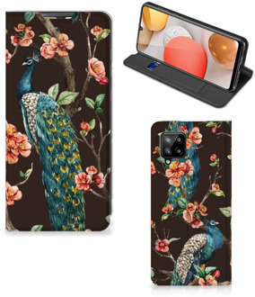 B2Ctelecom Stand Case Samsung Galaxy A42 Telefoonhoesje Pauw met Bloemen