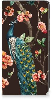 B2Ctelecom Stand Case Samsung Galaxy A52 Telefoonhoesje Pauw met Bloemen