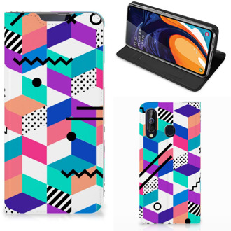 B2Ctelecom Stand Case Samsung Galaxy A60 Kleurrijk Blokken