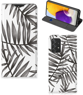 B2Ctelecom Stand Case Samsung Galaxy A72 (5G/4G) Hoesje met Tekst Leaves Grey