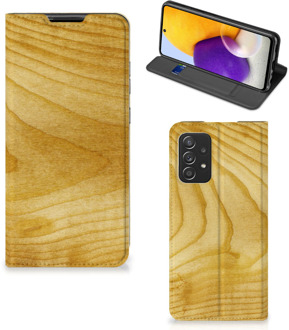 B2Ctelecom Stand Case Samsung Galaxy A72 (5G/4G) Smart Cover Licht Hout