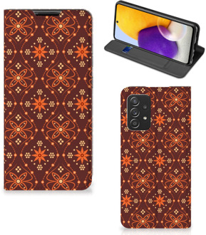 B2Ctelecom Stand Case Samsung Galaxy A72 (5G/4G) Telefoonhoesje Batik Brown