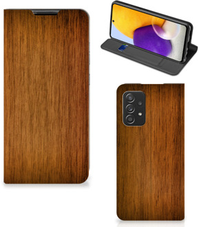 B2Ctelecom Stand Case Samsung Galaxy A72 (5G/4G) Telefoonhoesje Donker Hout