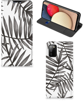 B2Ctelecom Stand Case Samsung Galaxy M02s | A02s Hoesje met Tekst Leaves Grey