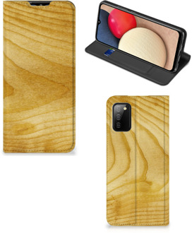 B2Ctelecom Stand Case Samsung Galaxy M02s | A02s Smart Cover Licht Hout