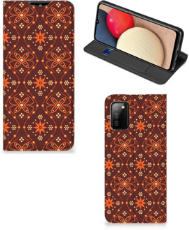 B2Ctelecom Stand Case Samsung Galaxy M02s | A02s Telefoonhoesje Batik Brown