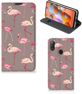 B2Ctelecom Stand Case Samsung Galaxy M11 | A11 Hoesje met naam Flamingo