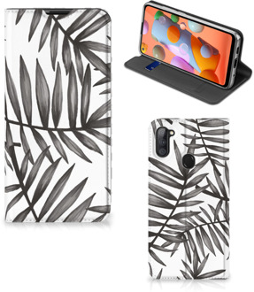 B2Ctelecom Stand Case Samsung Galaxy M11 | A11 Hoesje met Tekst Leaves Grey