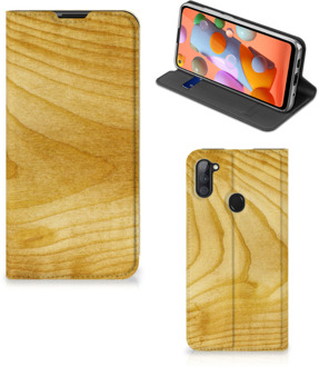 B2Ctelecom Stand Case Samsung Galaxy M11 | A11 Smart Cover Licht Hout