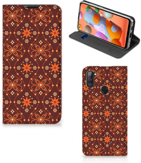 B2Ctelecom Stand Case Samsung Galaxy M11 | A11 Telefoonhoesje Batik Brown