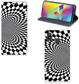 B2Ctelecom Stand Case Samsung Galaxy M20 zwart-wit Design Illusie