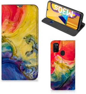 B2Ctelecom Stand Case Samsung Galaxy M21 Smart Cover Watercolor Dark