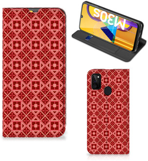 B2Ctelecom Stand Case Samsung Galaxy M21 Smartphone Hoesje Batik Red