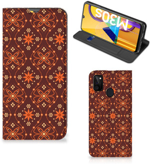 B2Ctelecom Stand Case Samsung Galaxy M21 Telefoonhoesje Batik Brown