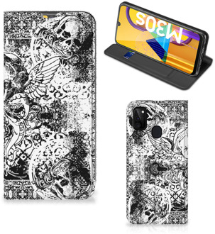 B2Ctelecom Stand Case Samsung Galaxy M21 Telefoonhoesje Skulls Angel