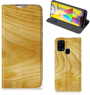 B2Ctelecom Stand Case Samsung Galaxy M31 Smart Cover Licht Hout