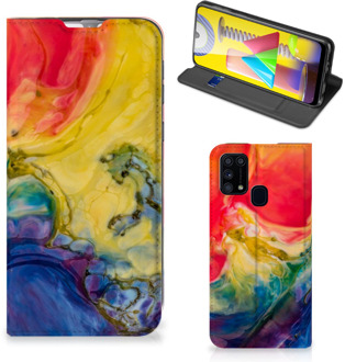 B2Ctelecom Stand Case Samsung Galaxy M31 Smart Cover Watercolor Dark