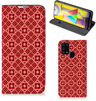 B2Ctelecom Stand Case Samsung Galaxy M31 Smartphone Hoesje Batik Red