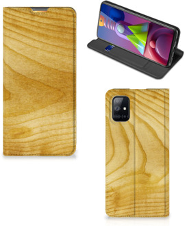 B2Ctelecom Stand Case Samsung Galaxy M51 Smart Cover Licht Hout