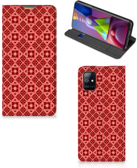 B2Ctelecom Stand Case Samsung Galaxy M51 Smartphone Hoesje Batik Red